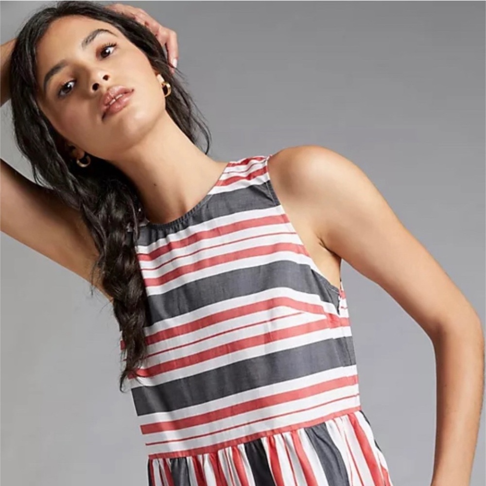 Maeve | Organic Cotton Striped Wide-Leg Jumpsuit | NWT